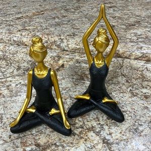 Large Meditation Yoga Pose Resin Statue Decor Set (8 and 10 in.)